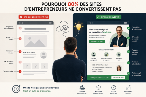 Infographie : pourquoi 80% des sites d'entrepreneurs ne convertissent pas — erreurs de conversion WordPress